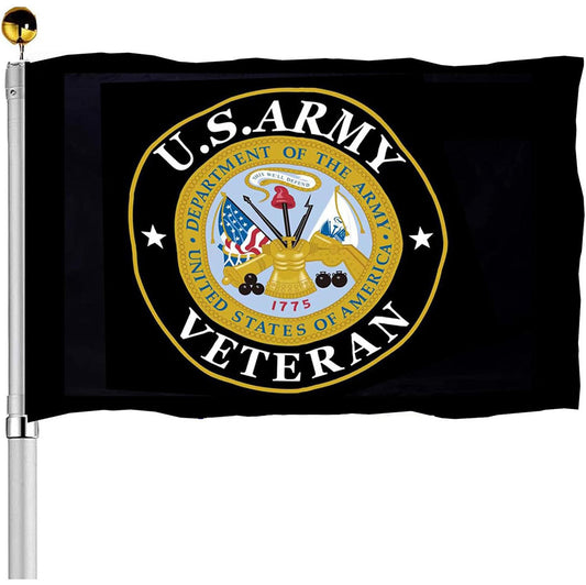 Army Veteran Emblem Flag – Double-Sided, 3-Ply Polyester (3x5ft)